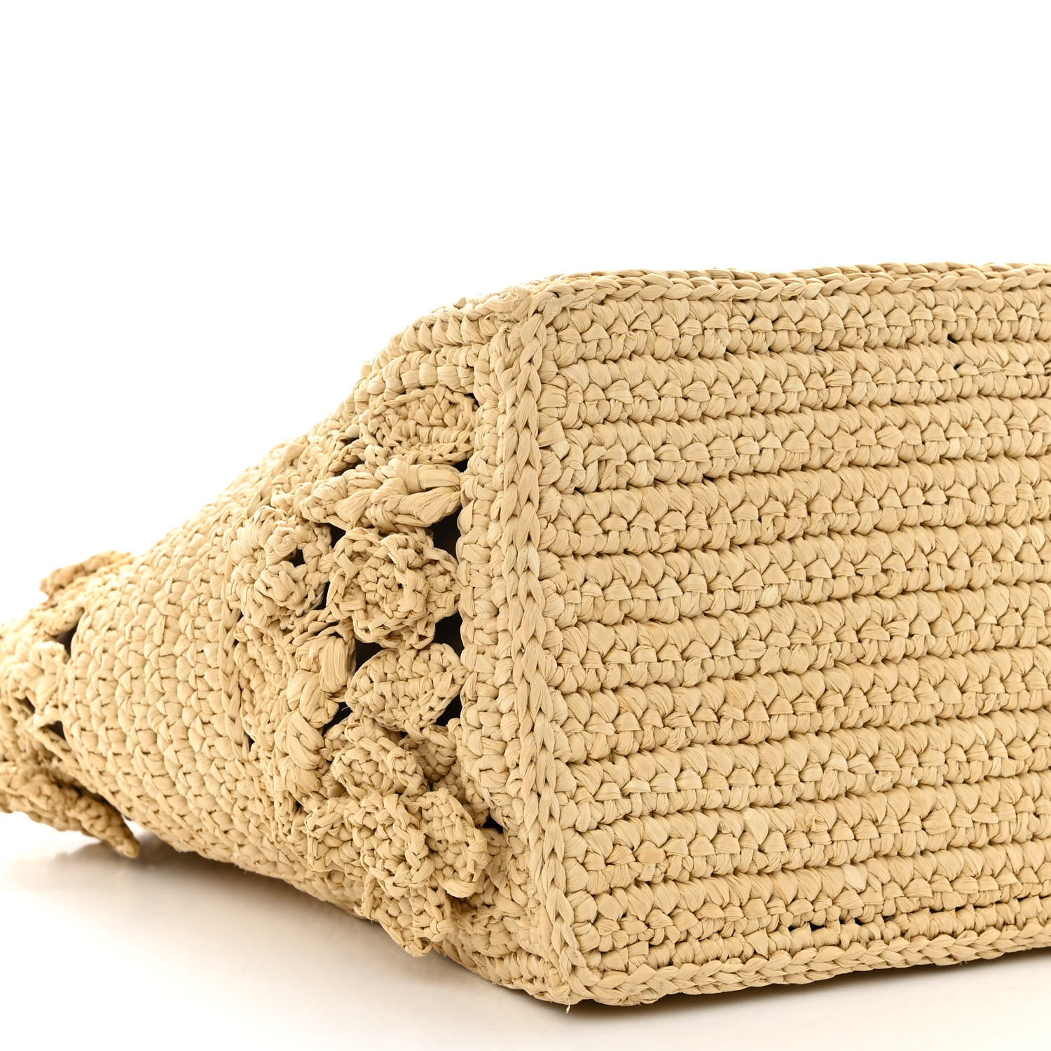 Christian Dior Woven Raffia Floral Embellished Small Book Tote Natural 14 of 15