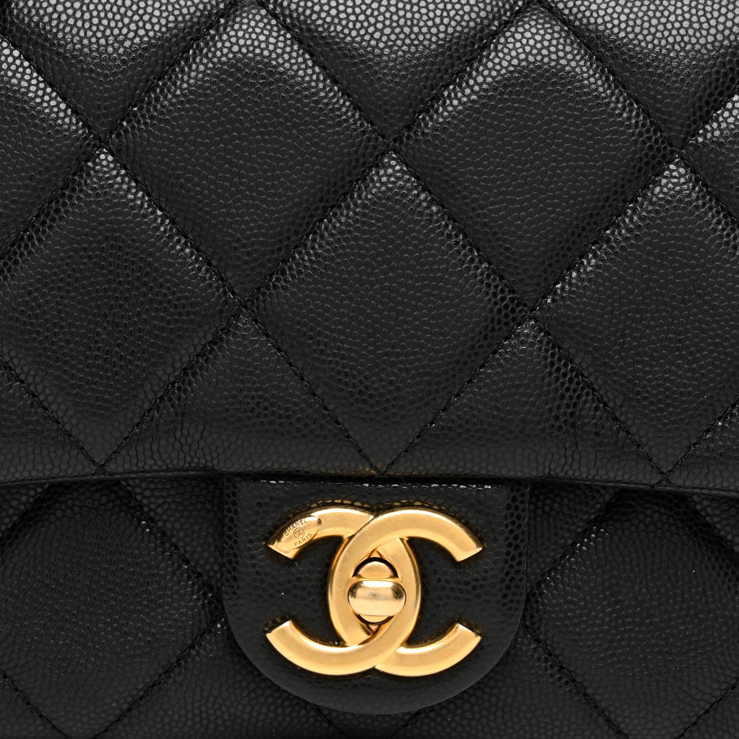 Caviar Quilted Small Twist Your Buttons Flap Black