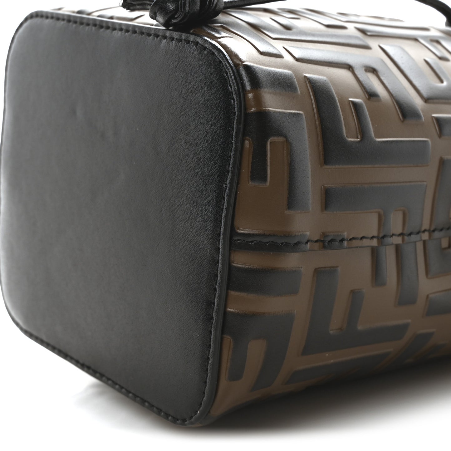 Vitello Liberty F is Fendi Bi-Color FF 1974 Embossed Mini Mon Tresor Bucket Bag Maya Black