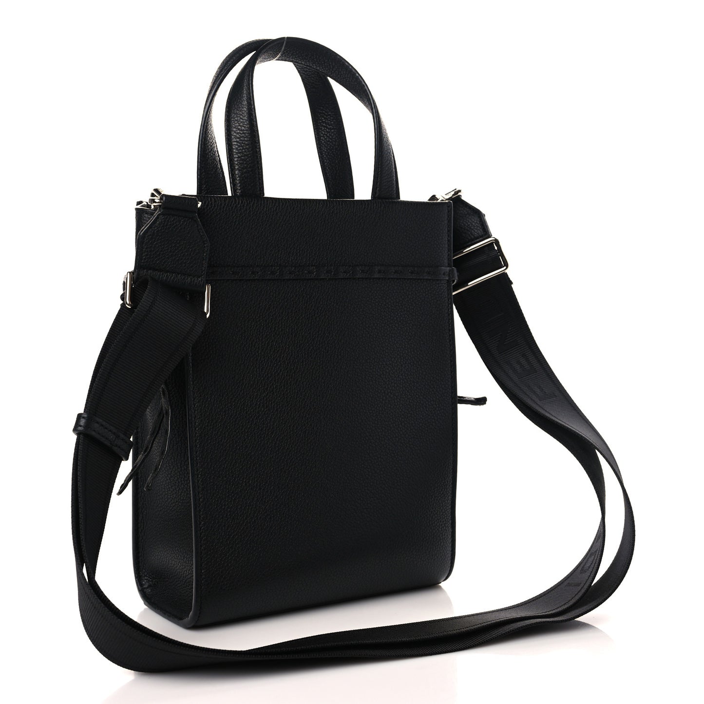 Vitello Cher Logo Embossed Mini Go To Shopper Tote Black