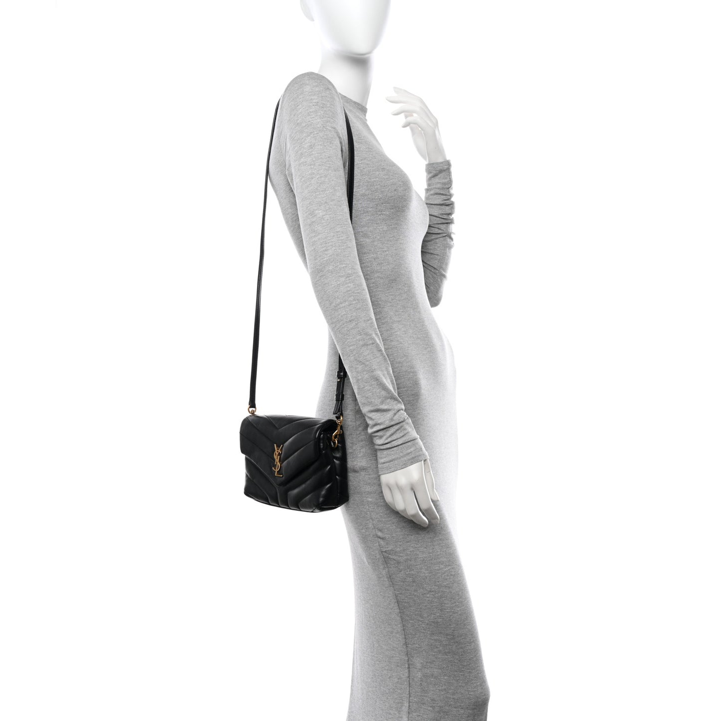 Calfskin Y Quilted Monogram Toy Loulou Crossbody Bag Black