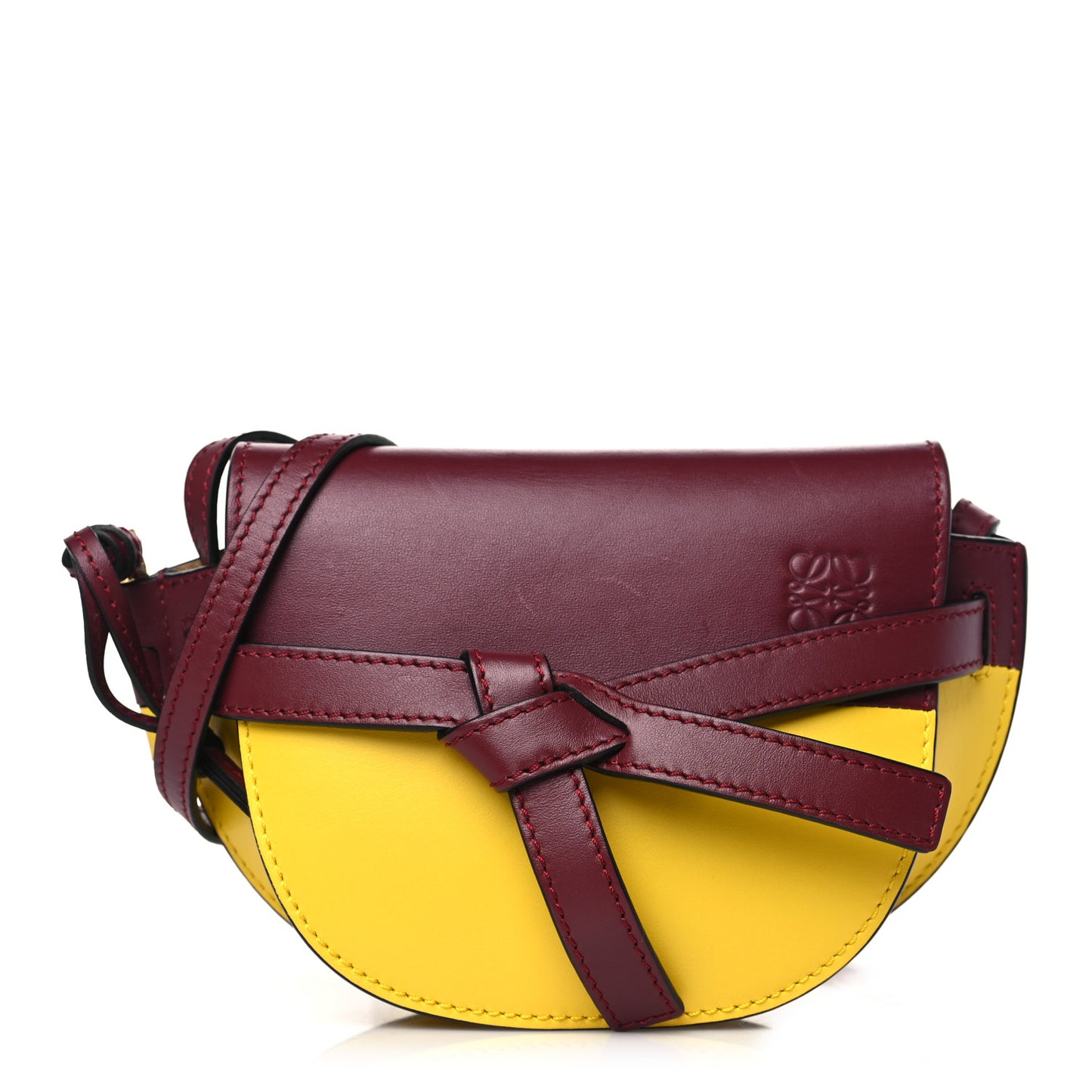 Calfskin Mini Gate Crossbody Bag Wine Yellow
