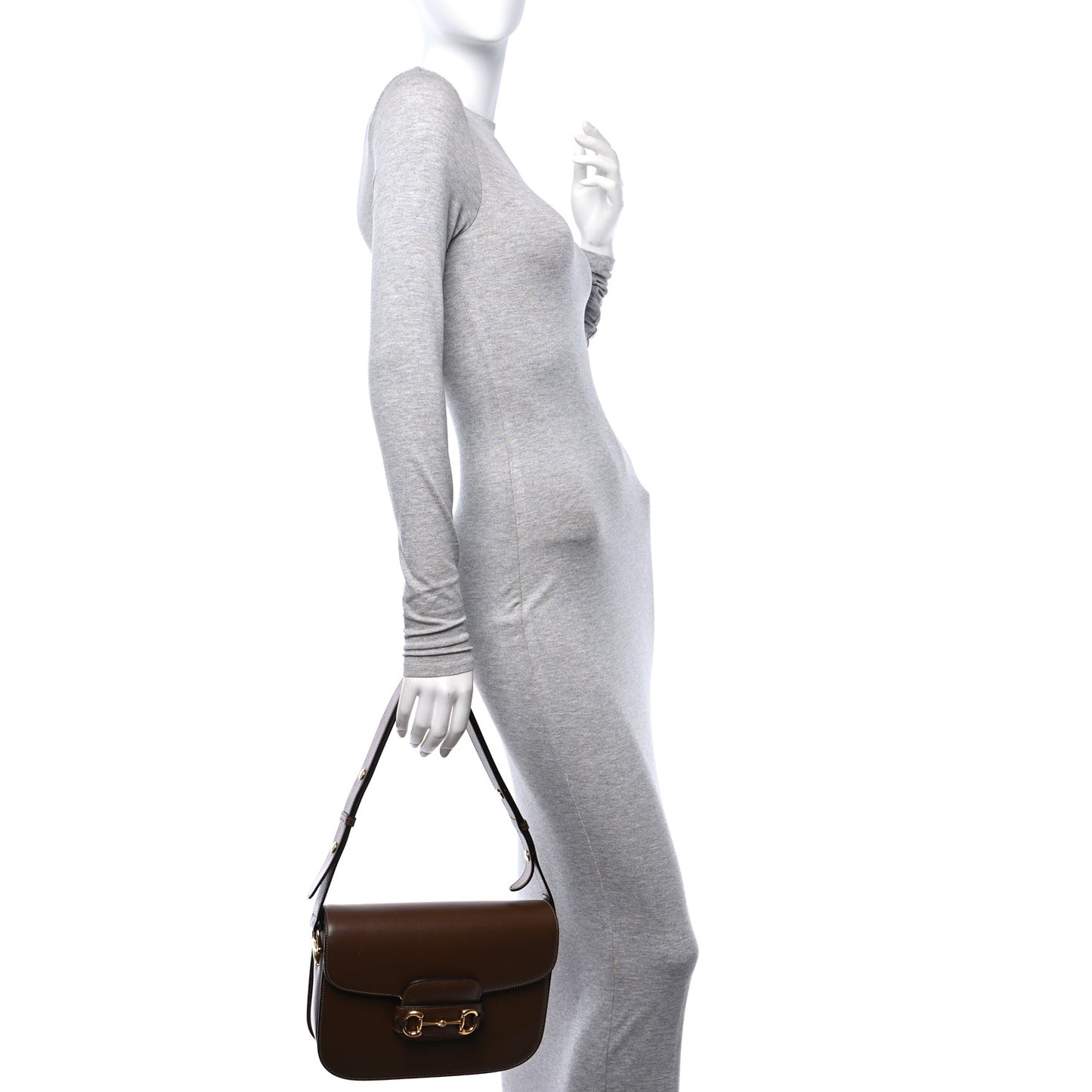 Azalea Calfskin Horsebit 1955 Shoulder Bag Brown Sugar