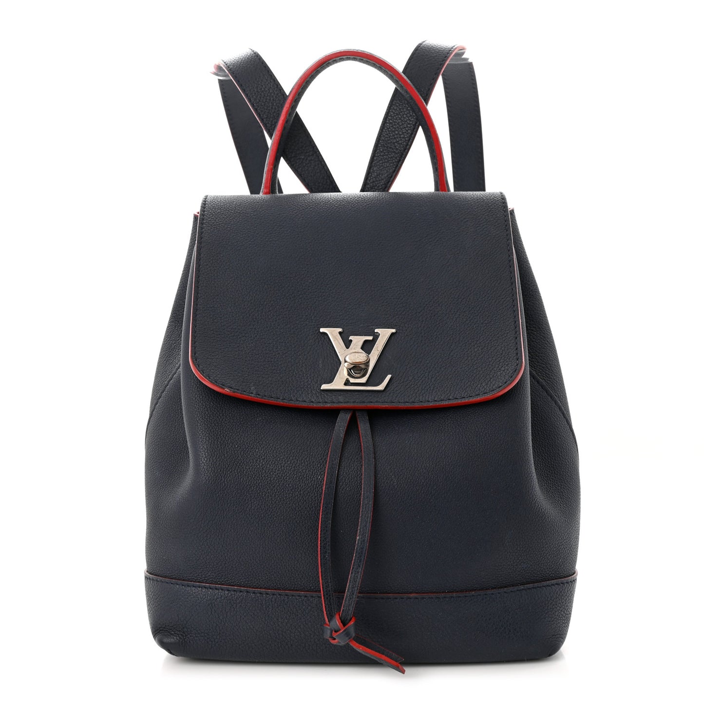 Soft Calfskin Lockme Backpack Marine Rouge