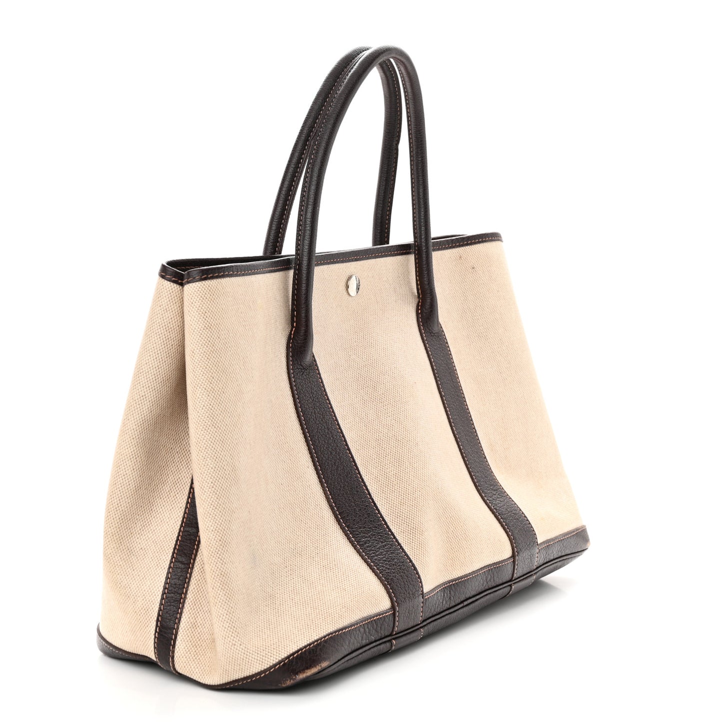 Toile Buffle Gala Garden Party Tote 36 MM Marron Fonce