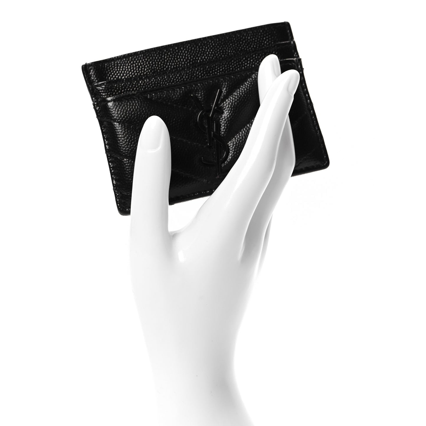 Grain De Poudre Matelasse Chevron Monochrome Monogram Credit Card Case Black