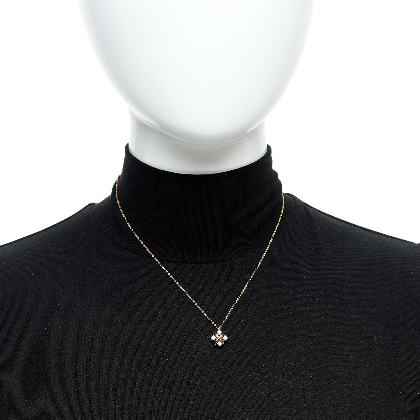 18K Rose Gold Platinum Diamond Schlumberger Lynn Pendant Necklace