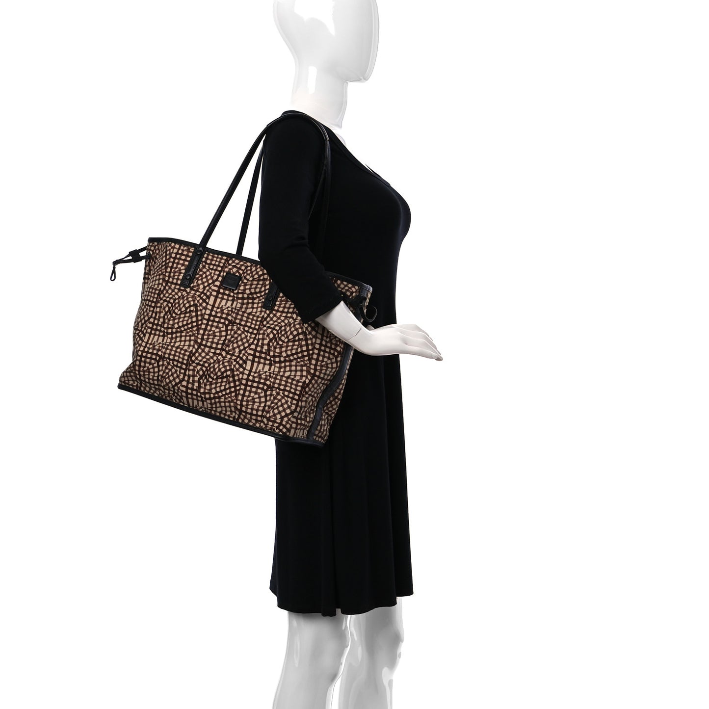 Visetos Calfskin Motif Rombi Lion Printed Reversible Shopper Tote Cognac