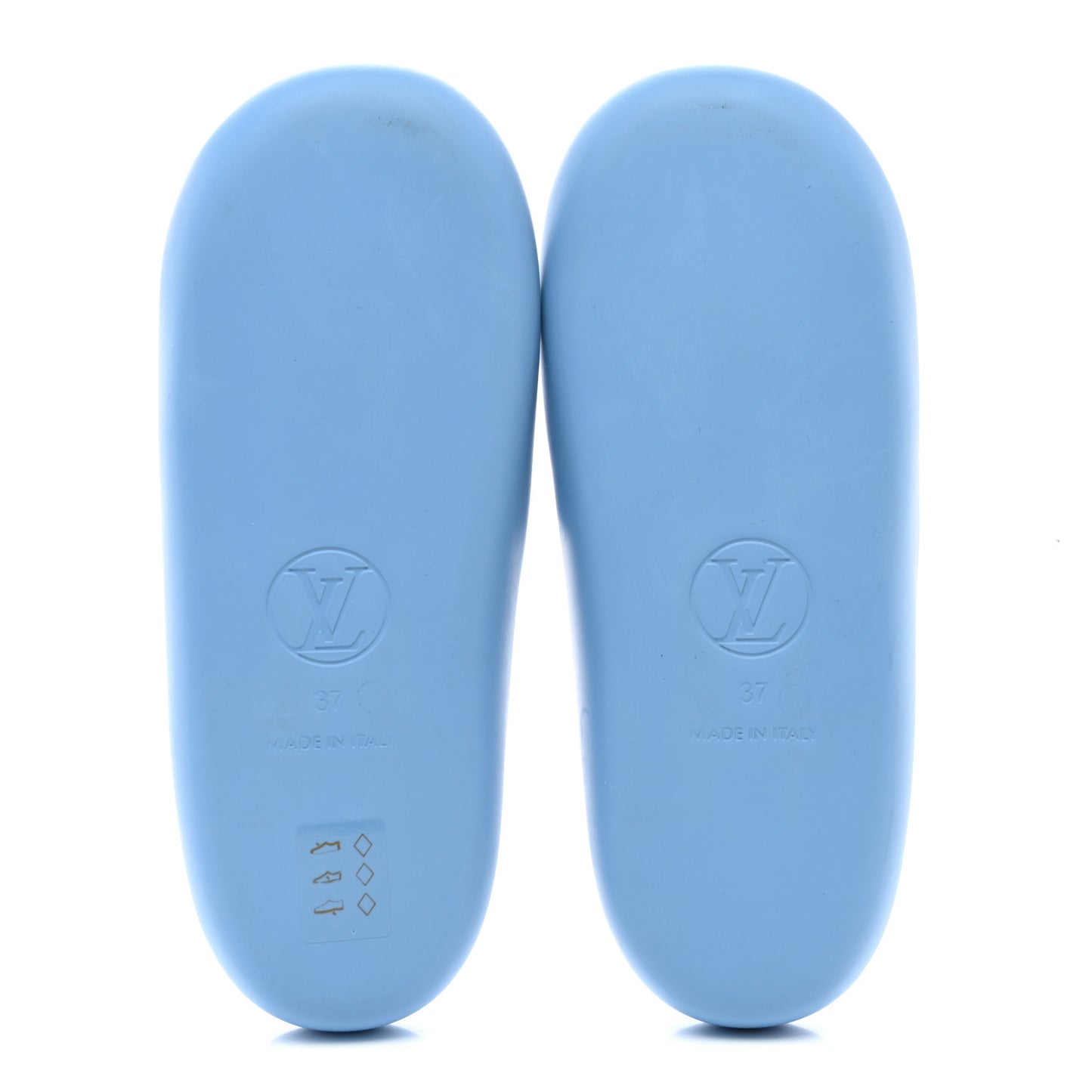 Rubber Monogram Embossed Sunbath Flat Mule 37 Blue