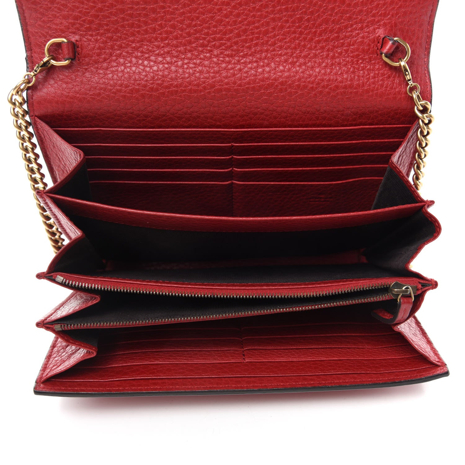 Gucci Calfskin GG Marmont Chain Wallet Vulcanic Red 5 of 10