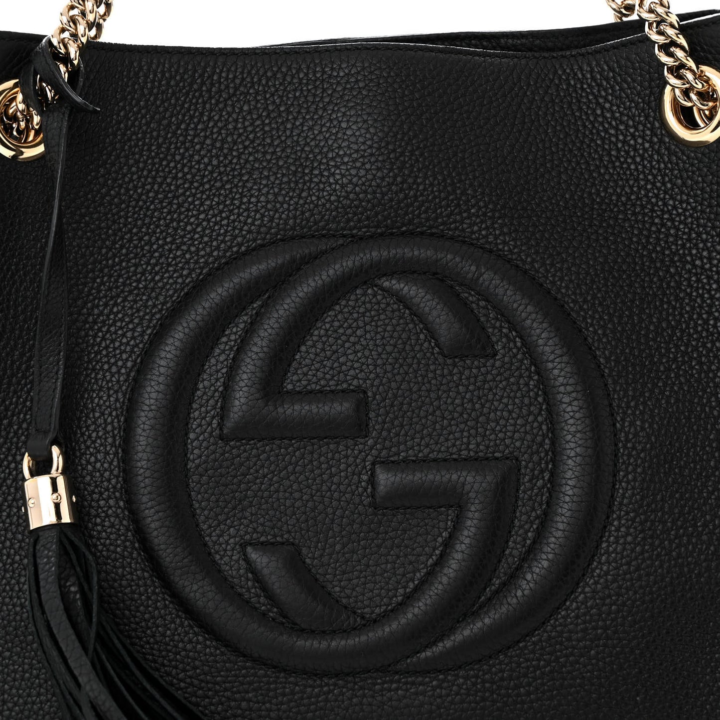 Pebbled Calfskin Medium Soho Chain Shoulder Bag Black