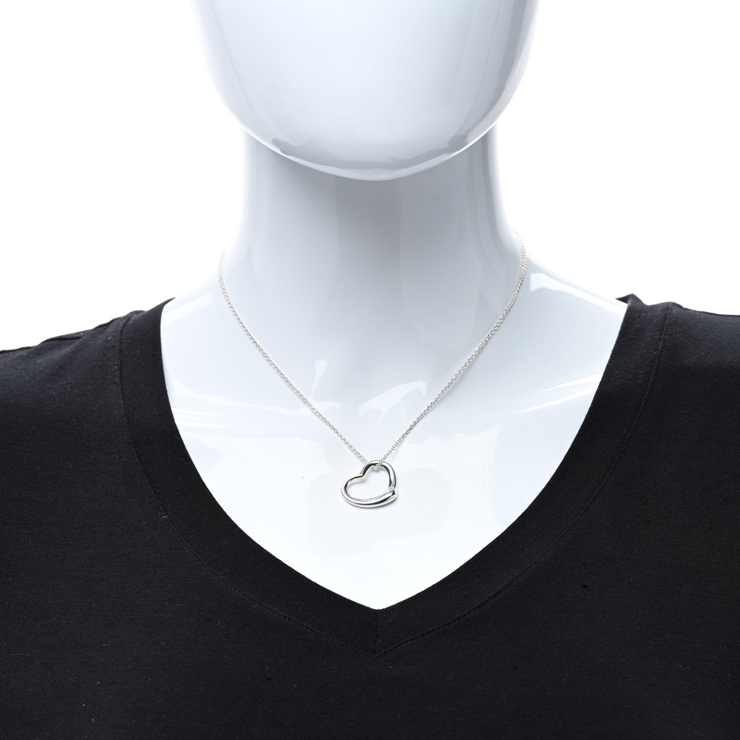 Sterling Silver 22mm Elsa Peretti Open Heart Pendant Necklace