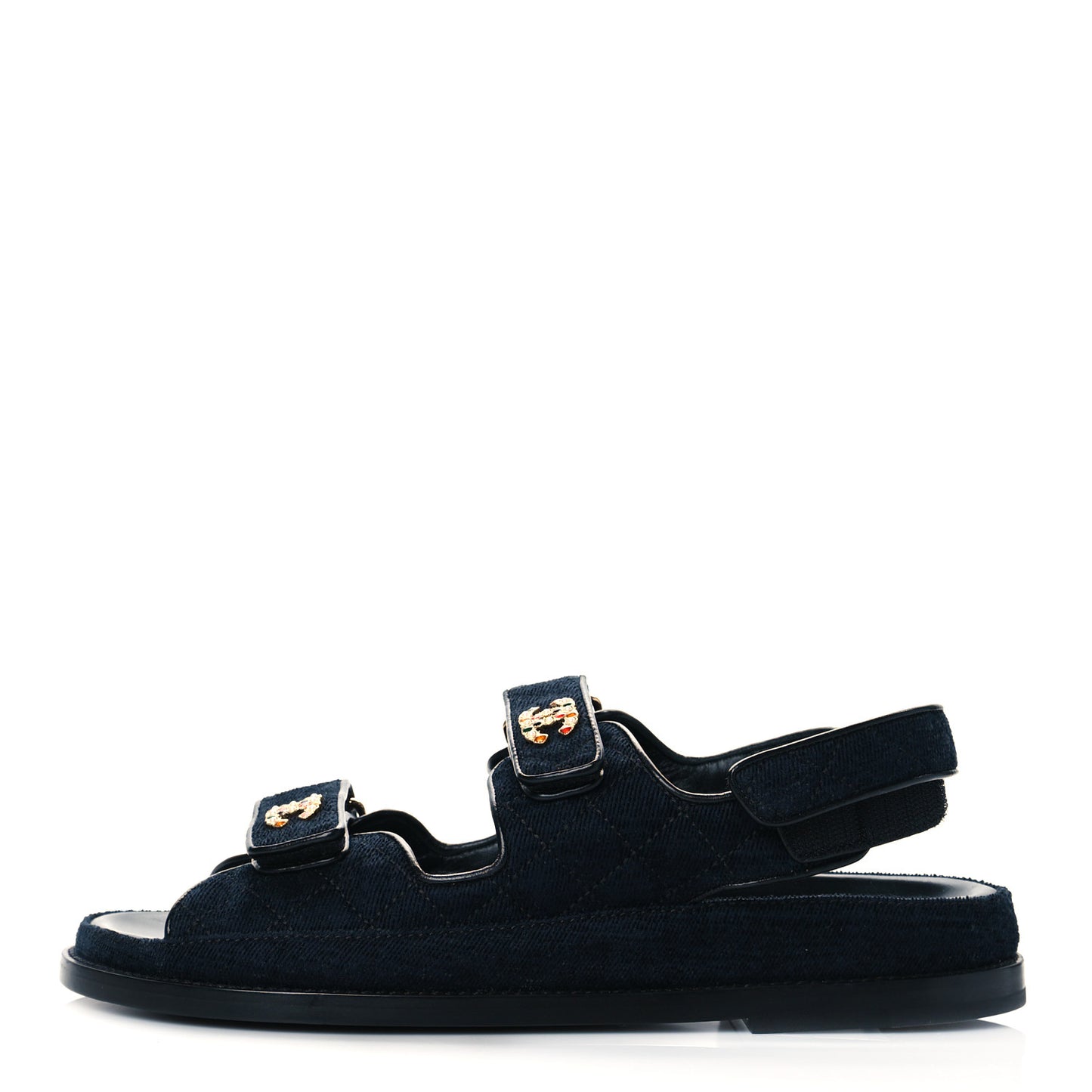 Velvet Velcro Dad Sandals 40 Navy Blue