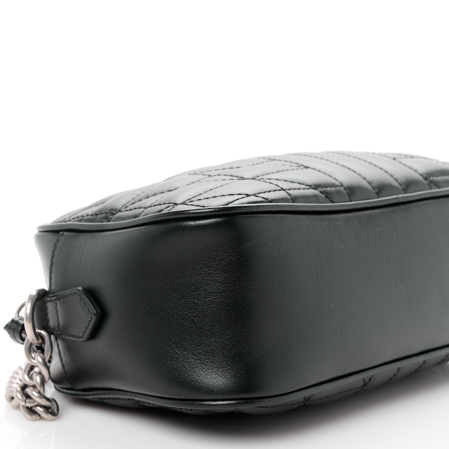 Calfskin Matelasse Aria Small GG Marmont Chain Shoulder Bag Black