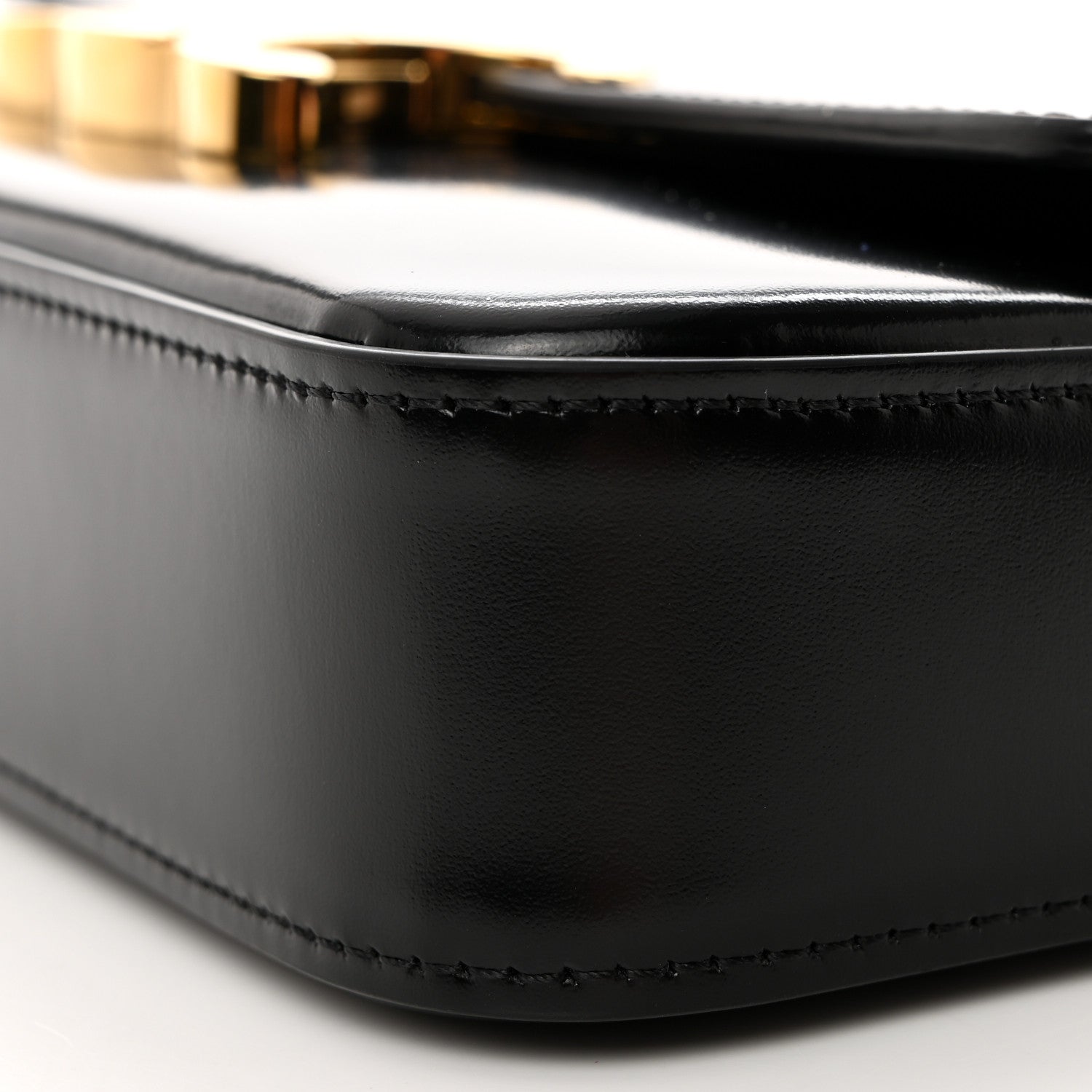 Celine Shiny Calfskin Triomphe Chain Shoulder Bag Black 10 of 10