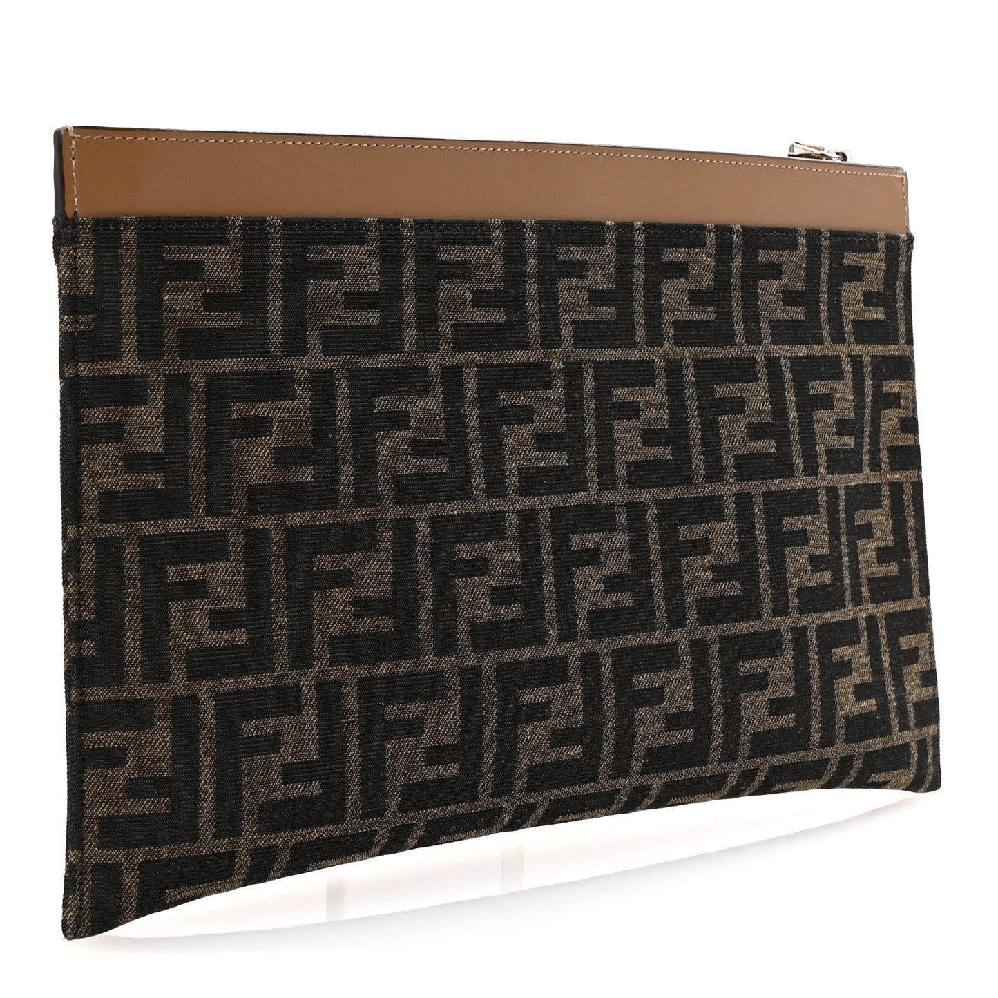 Vitello King Jacquard FF 1974 Medium Flat Pouch Tobacco Moro Sand