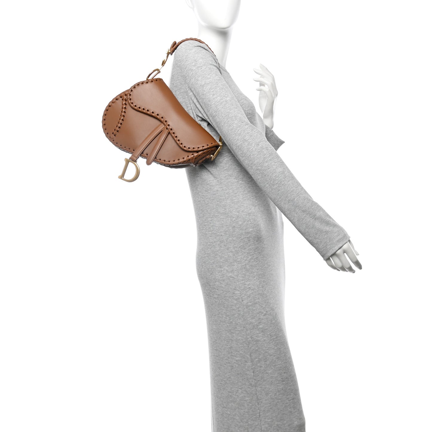 Calfskin Whipstitch Saddle Bag Brown