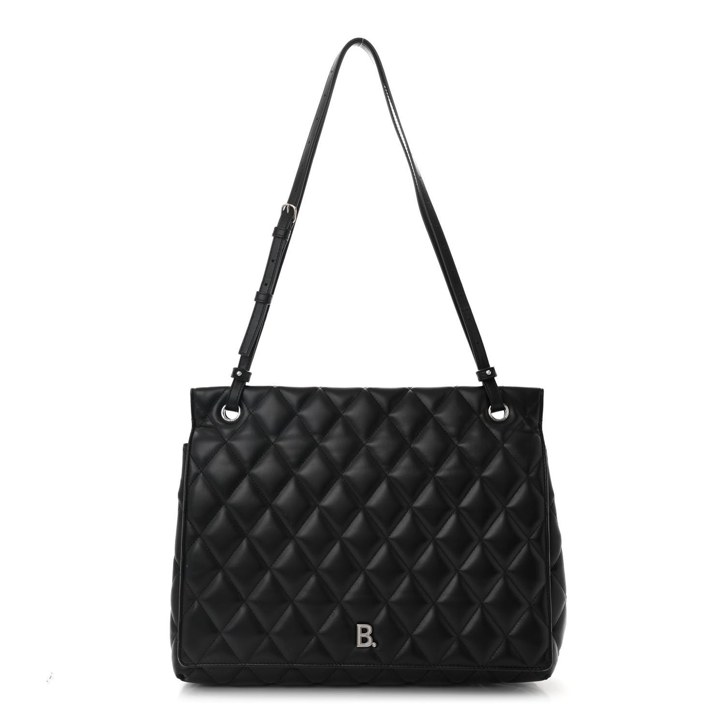 Nappa Calfskin Quilted Large Touch B Shoulder Bag Black