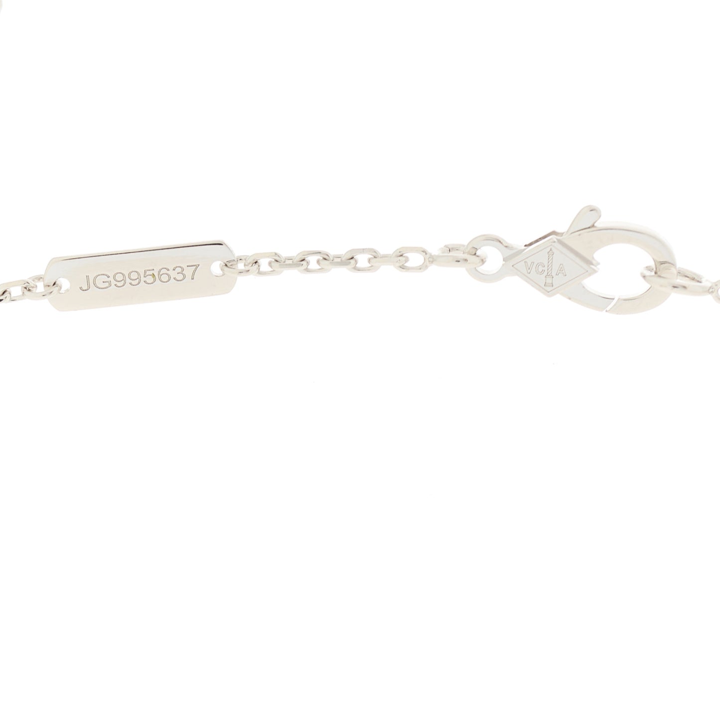 18K White Gold Chalcedony Vintage Alhambra Pendant Necklace