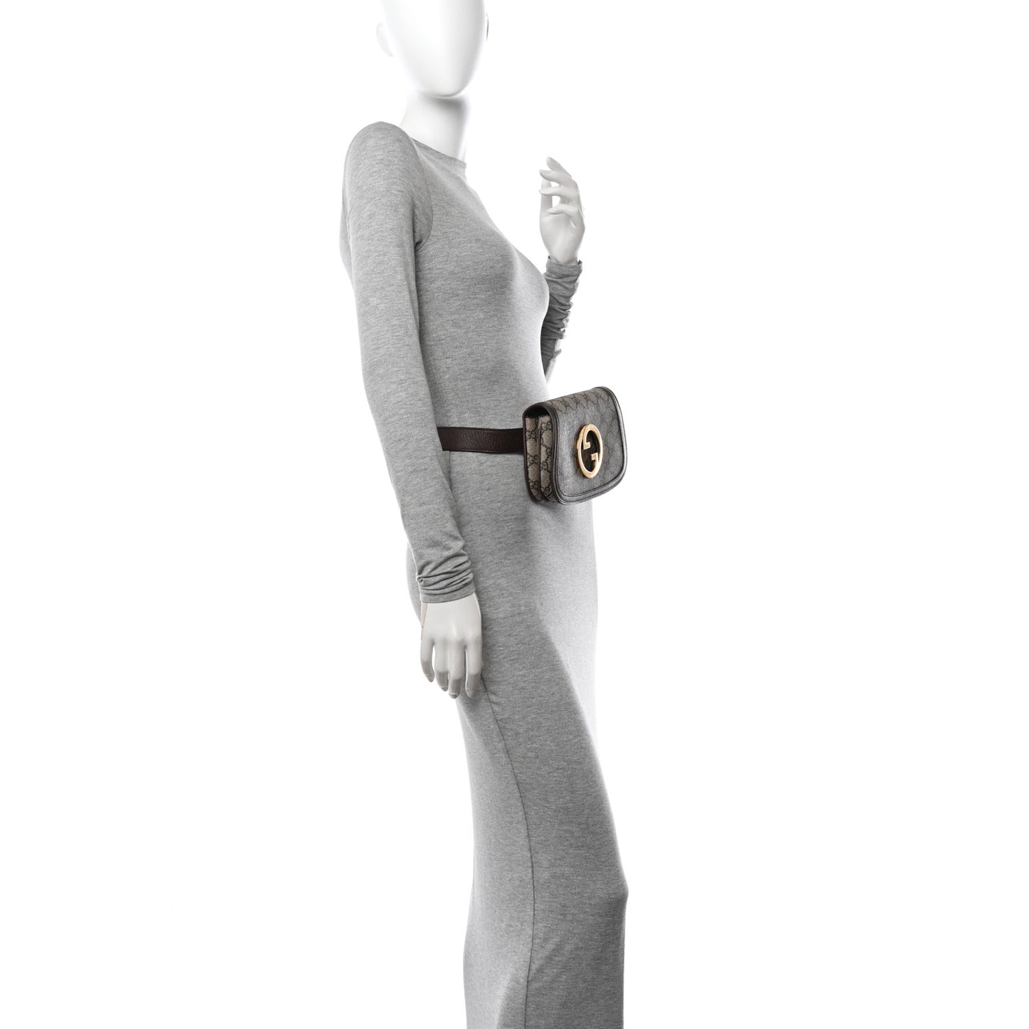 GG Supreme Monogram Textured Dollar Calfskin Blondie Belt Bag 80 32 Beige Ebony New Acero