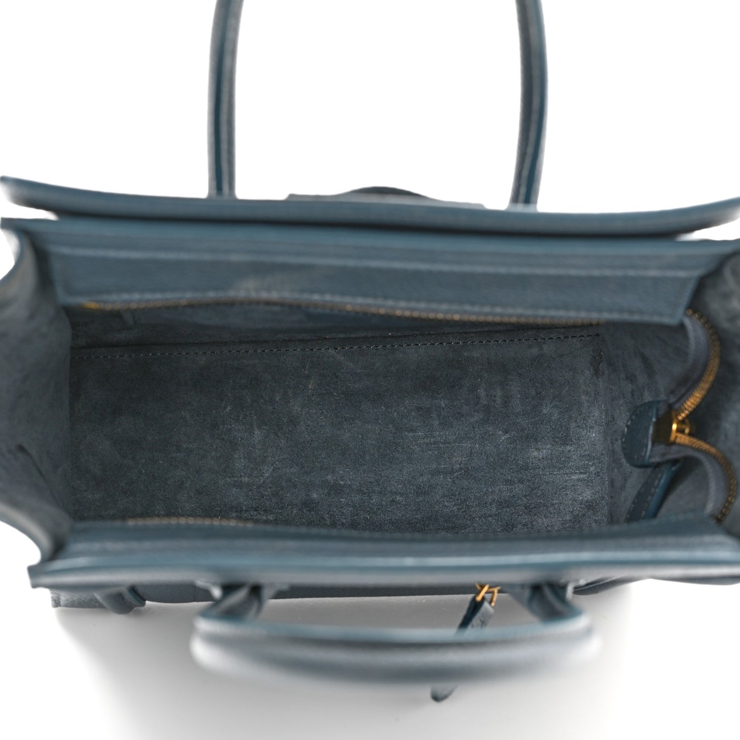 Baby Drummed Calfskin Nano Luggage Petrol