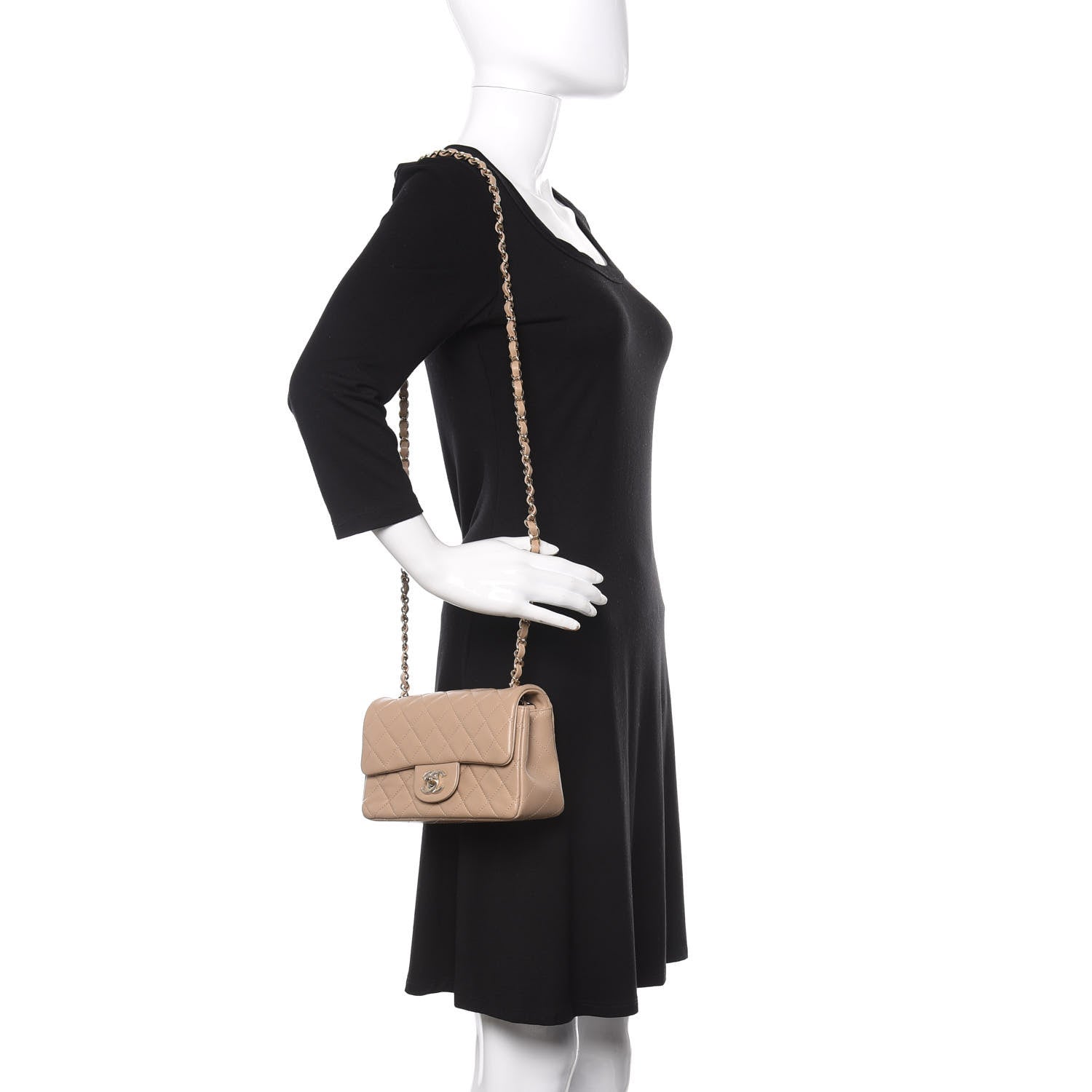 Chanel Lambskin Quilted Mini Rectangular Flap Dark Beige 2 of 10