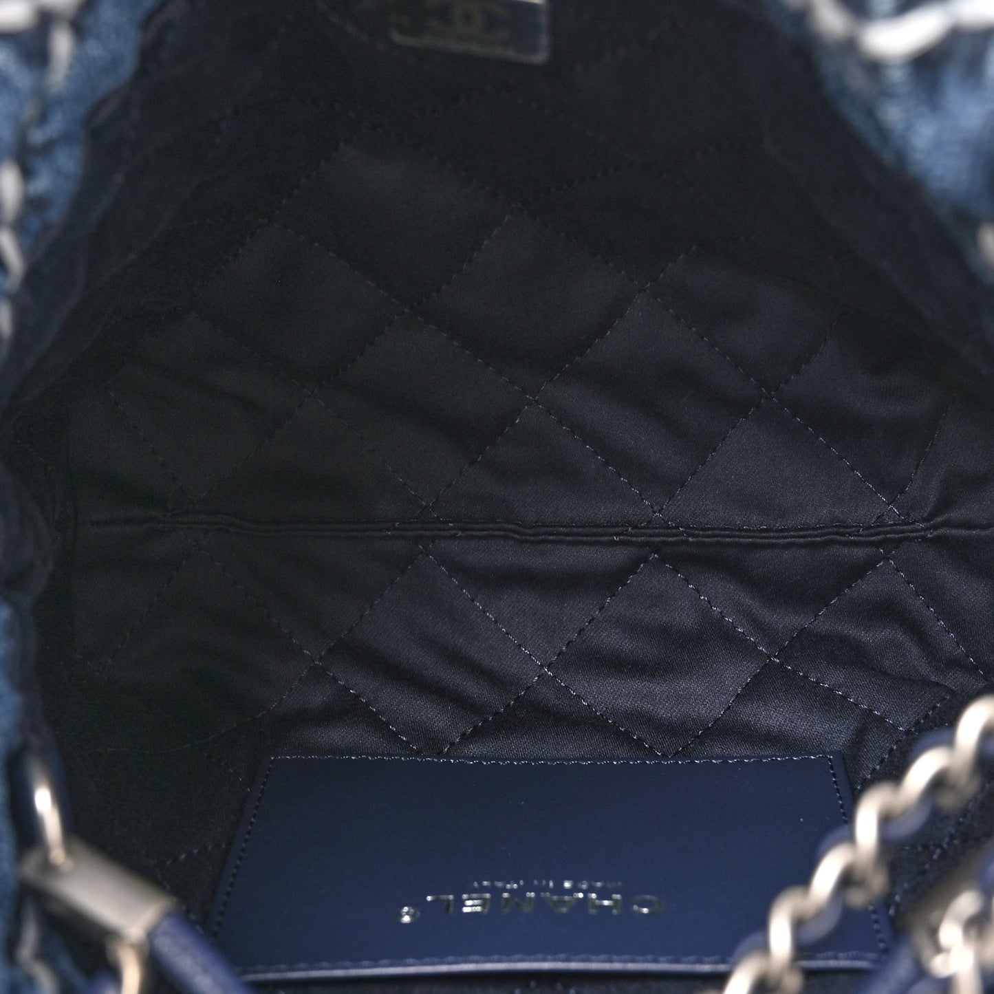 Denim Stitched Quilted Mini Chanel 22 Blue