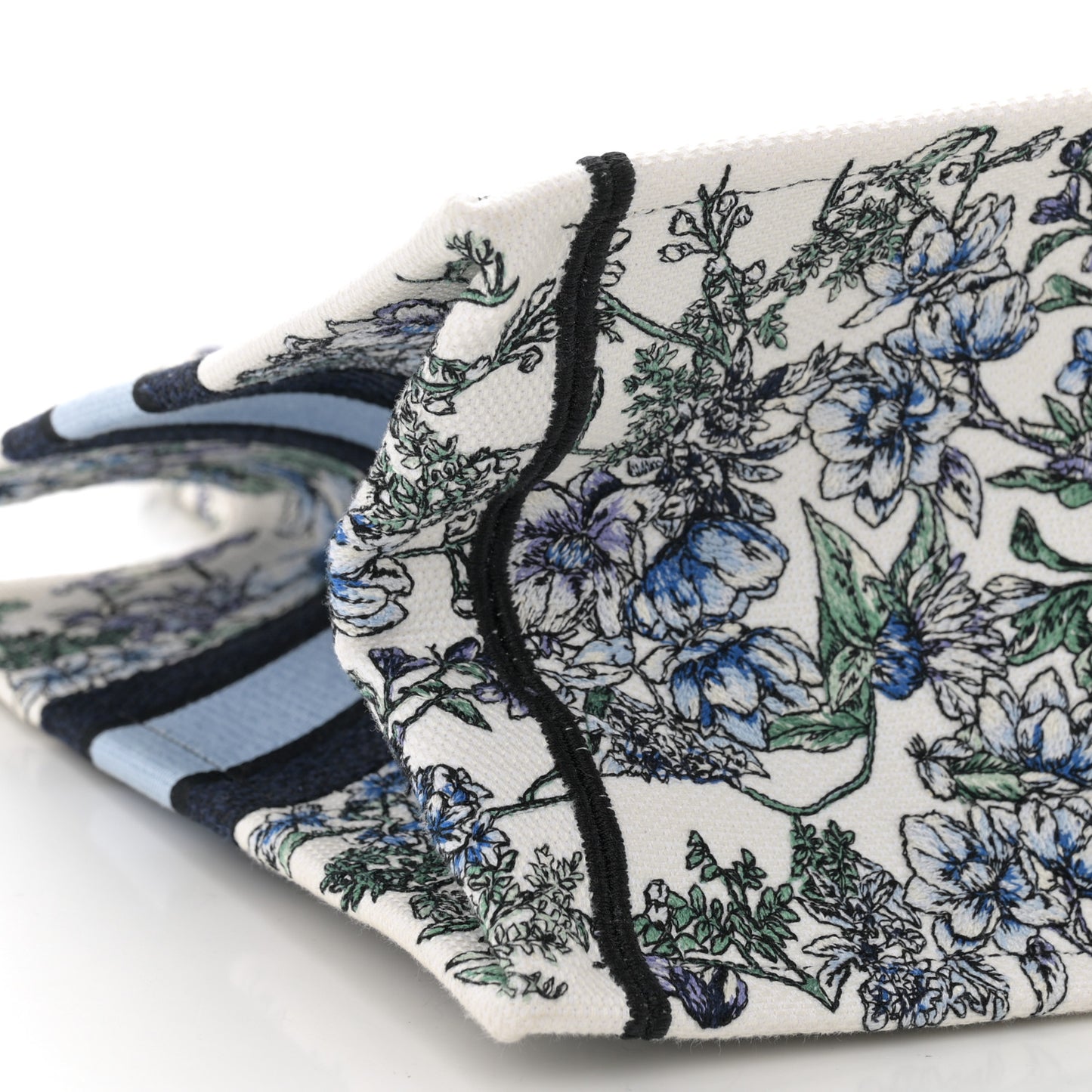 Canvas Embroidered Medium Flowers Book Tote Blue