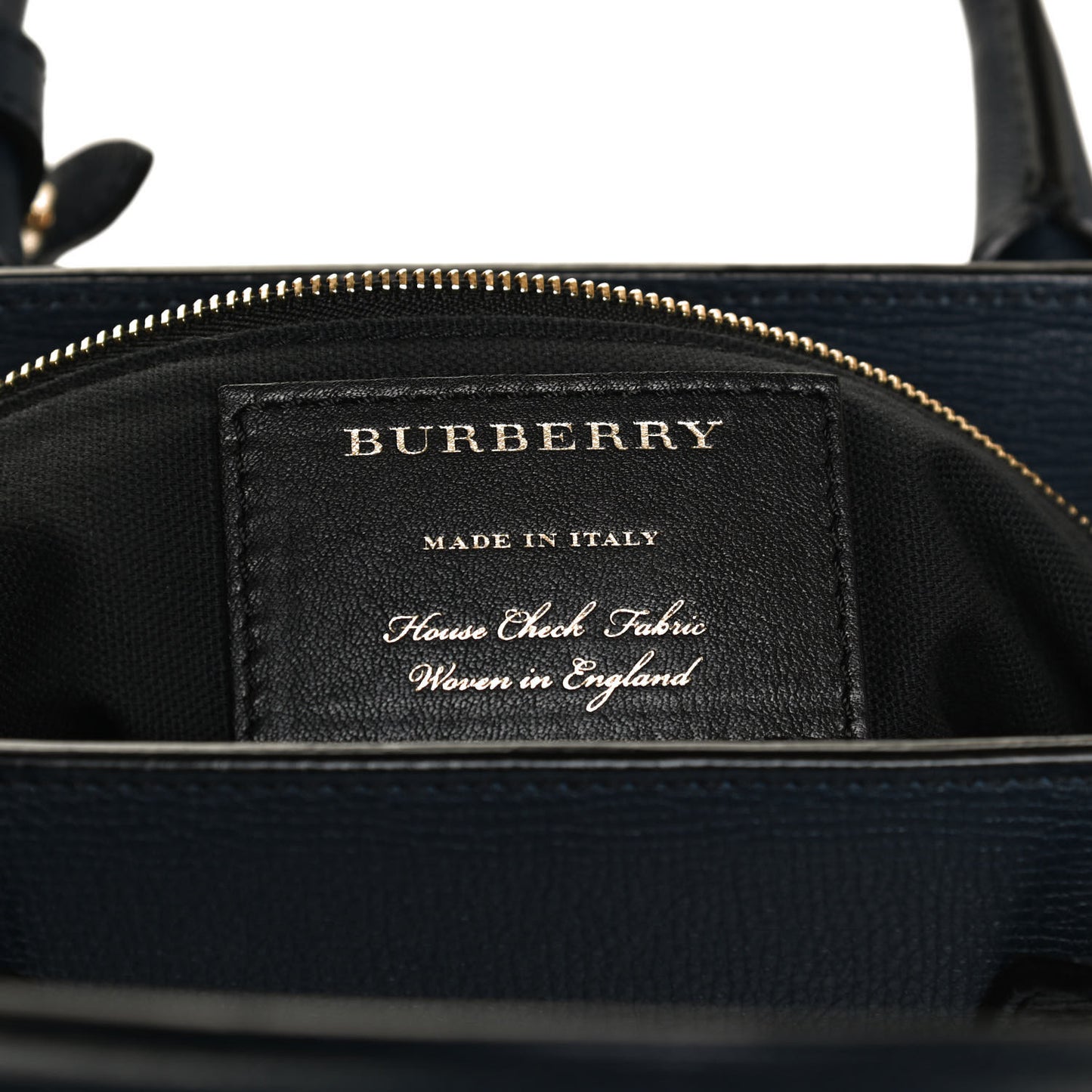 Grainy Calfskin House Check Medium Banner Tote Ink Blue