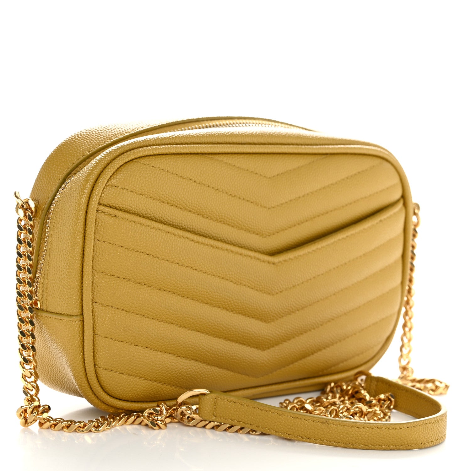 Saint Laurent Grain De Poudre Matelasse Monogram Mini Lou Camera Bag Light Chartreuse 3 of 10