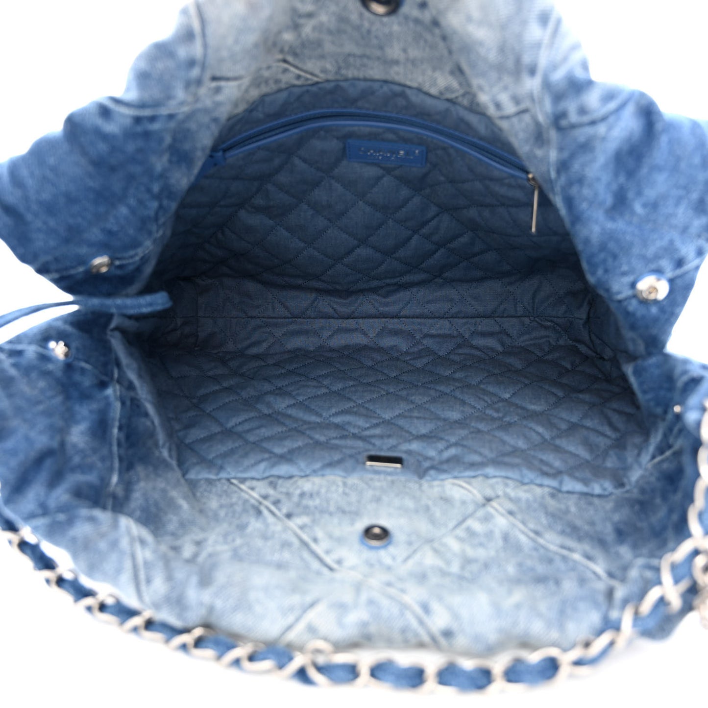 Denim Quilted Chanel 22 Blue