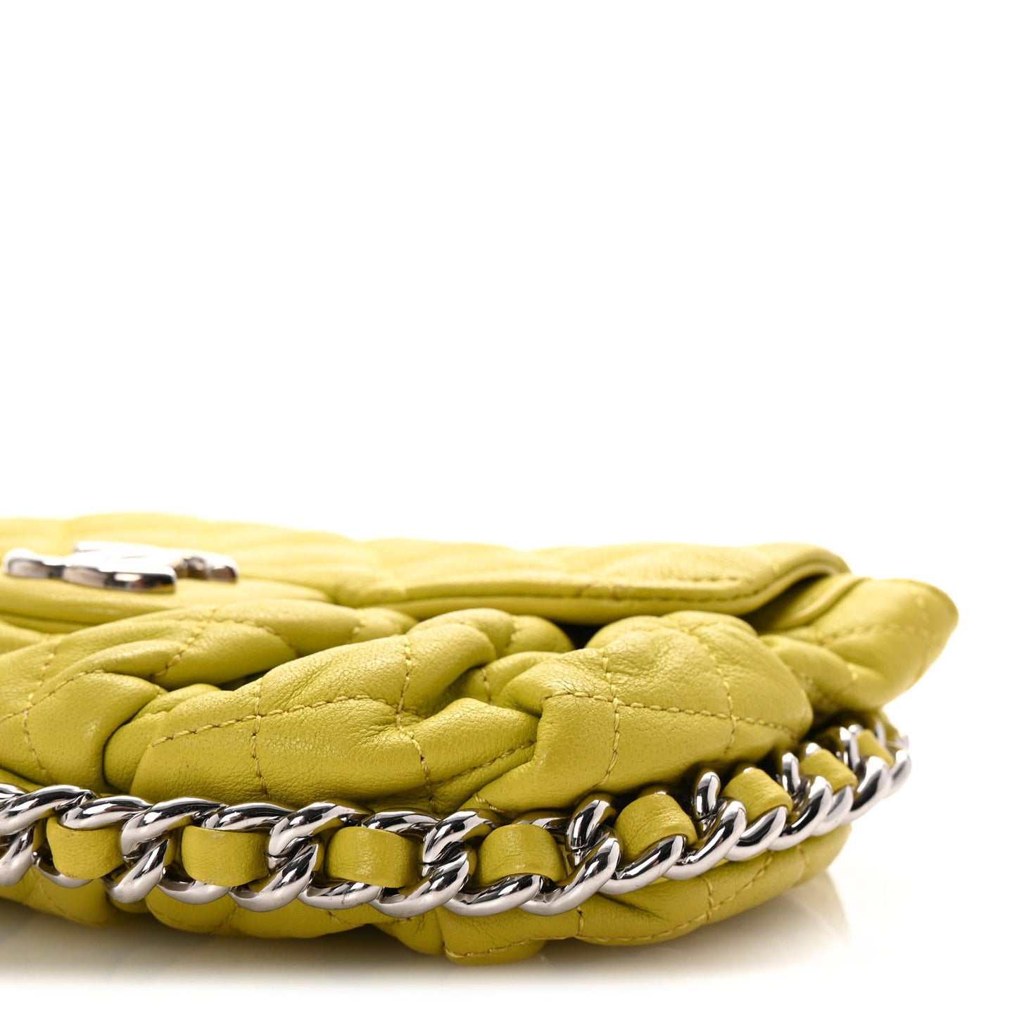 Washed Lambskin Quilted Mini Chain Around Flap Yellow