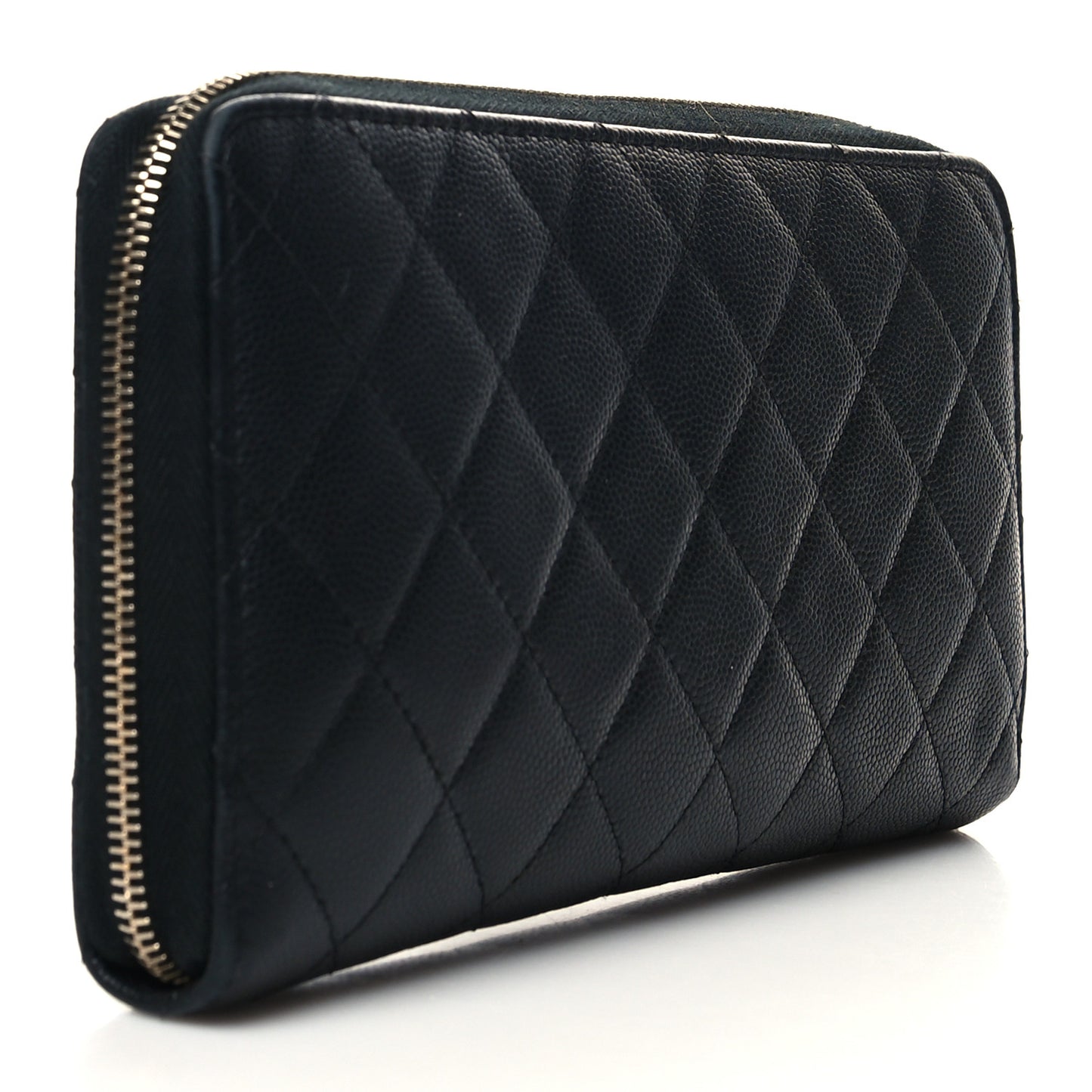 Caviar Quilted Large Zip Around Organizer Wallet Black