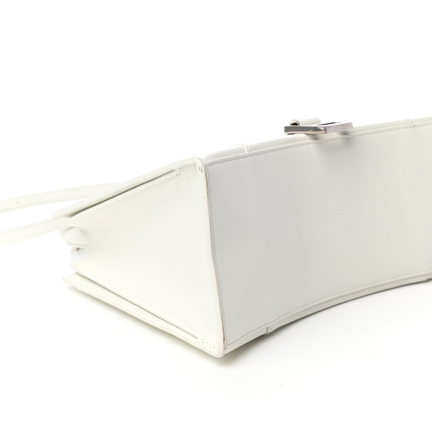 Grained Calfskin XS Hourglass East West Tote White