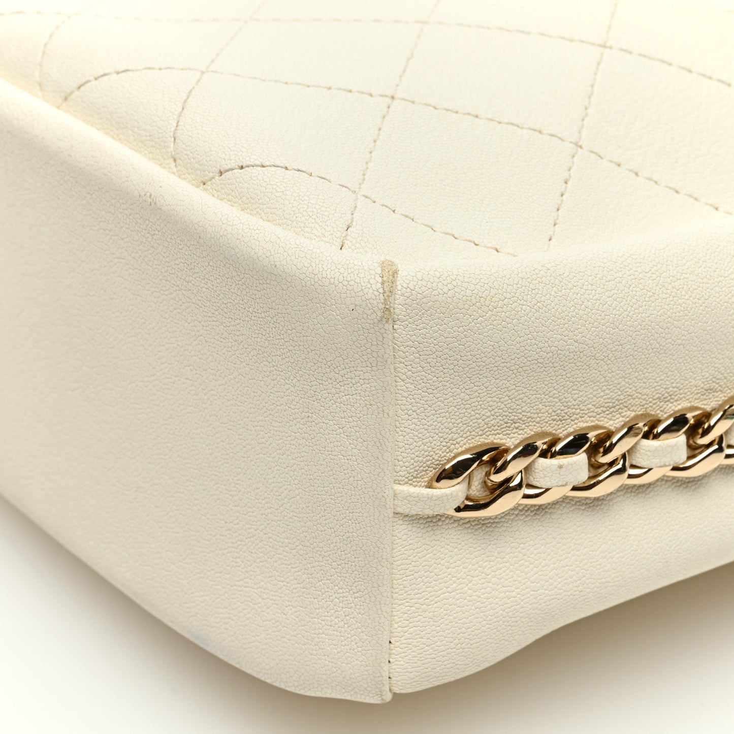 Goatskin Stitched Casual Trip North South Camera Case White