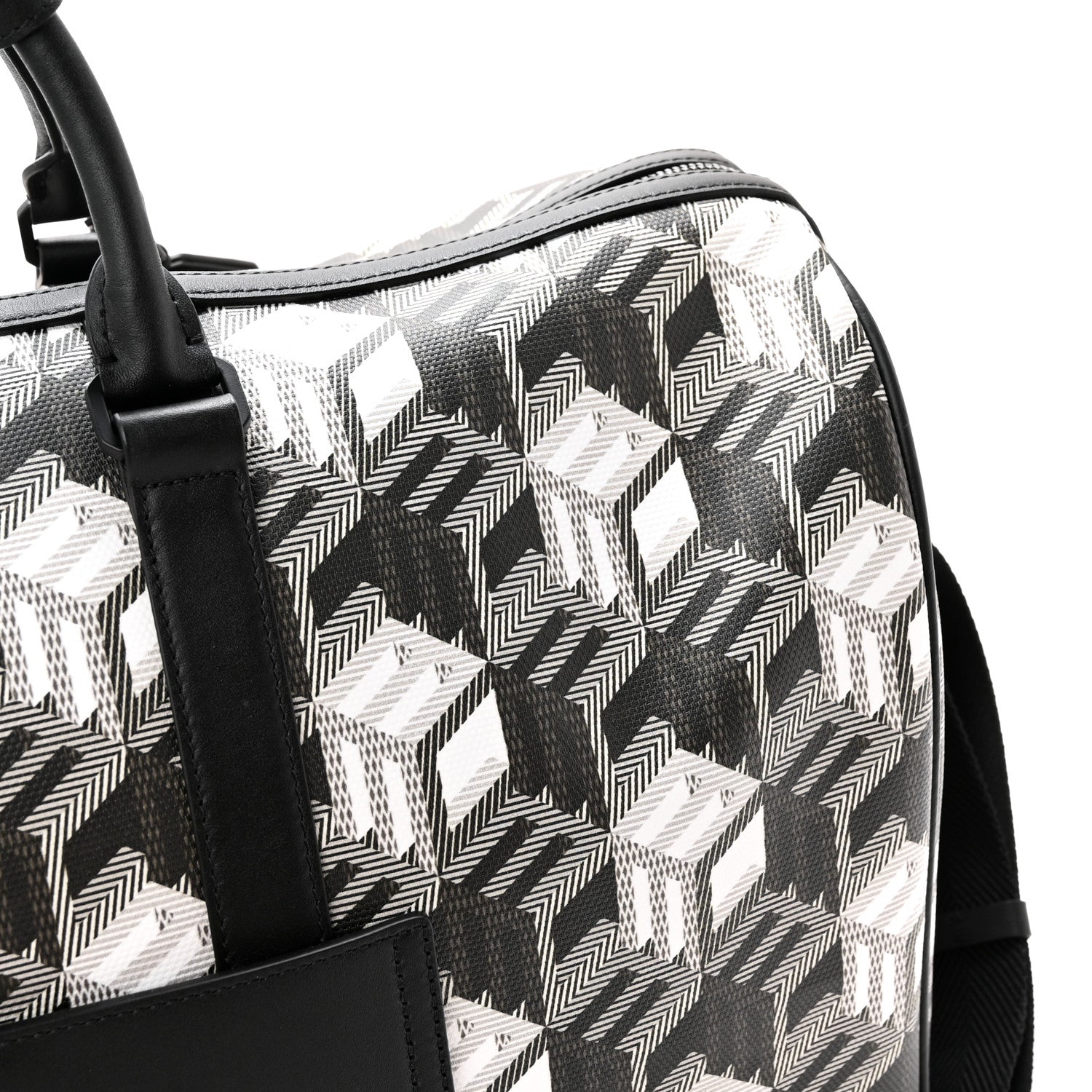 MCM Cubic Monogram Large Traveler Weekender Bag Black White 13 of 16