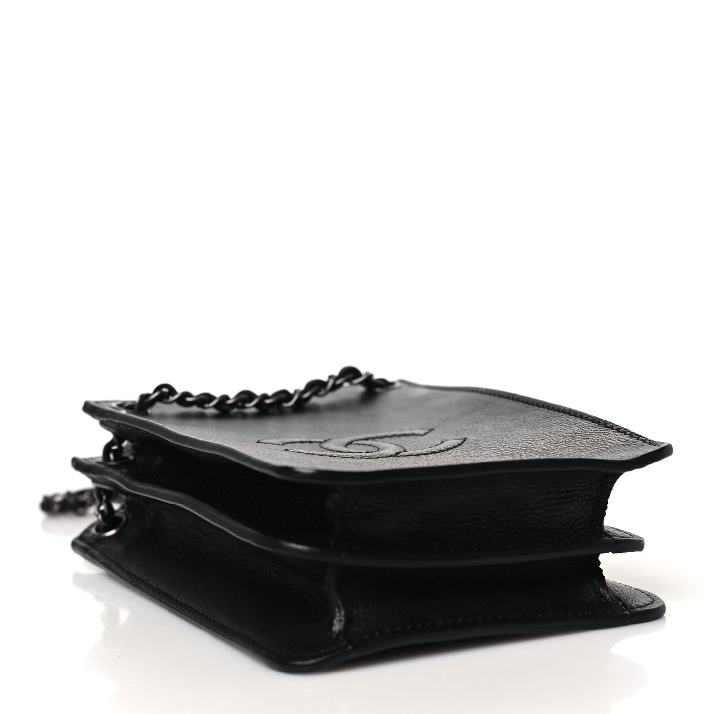 Calfskin CC Phone Holder Crossbody Black
