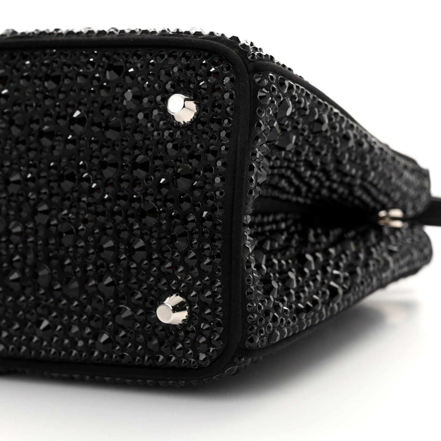 Prada Satin Crystal Mini Galleria Double Zip Tote Black 10 of 10