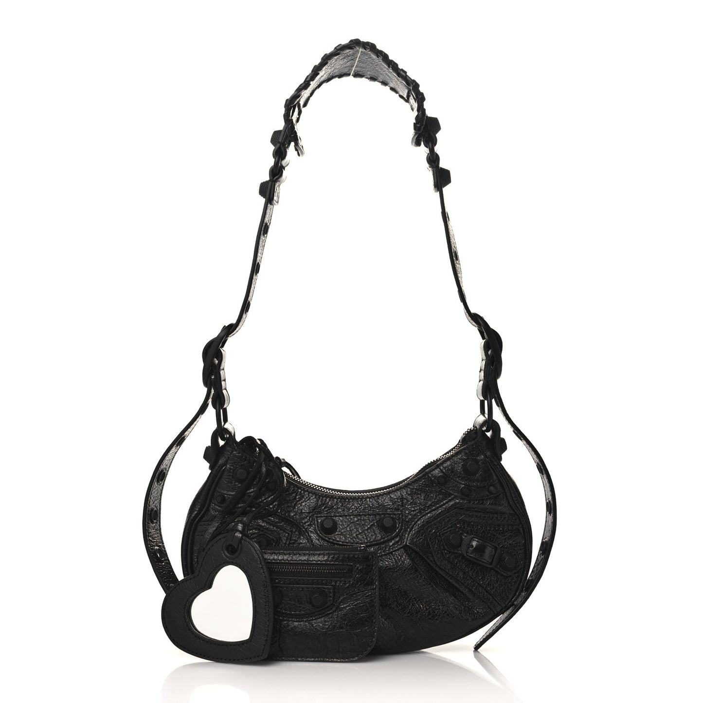 Agneau Arena Monochrome Le Cagole Shoulder Bag XS Black