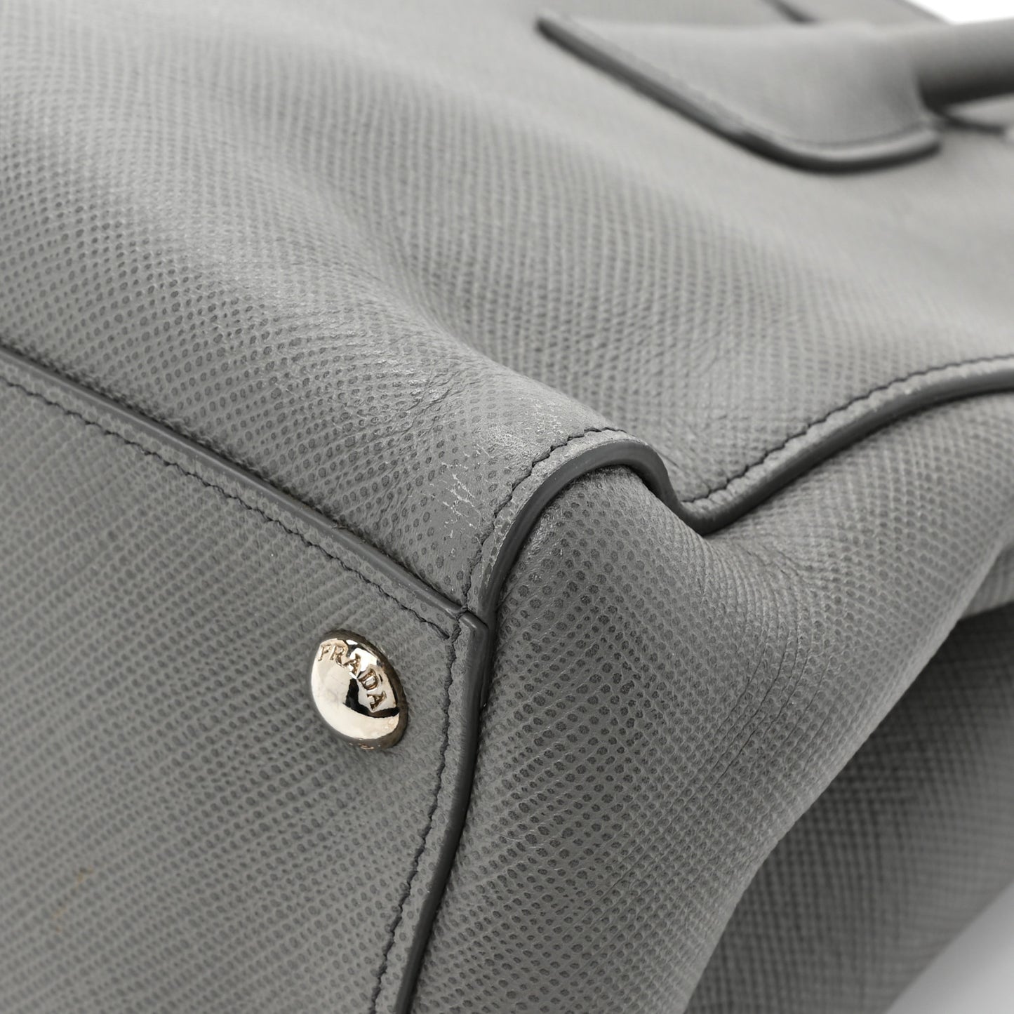 Saffiano Cuir Double Zip Frame Tote Marmo