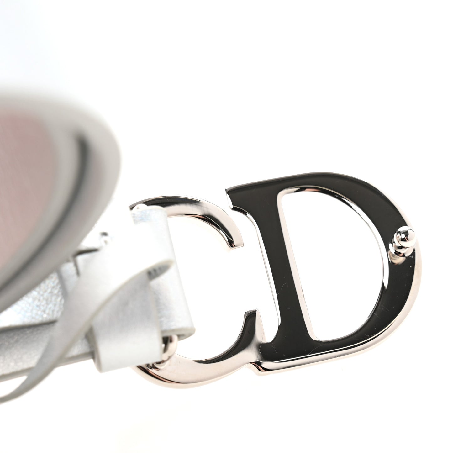 Metallic Calfskin Saddle Belt 80 32 Silver