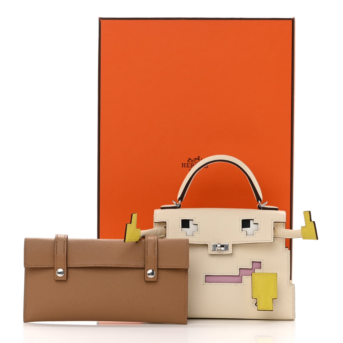 Epsom Quelle Idole Picto Kelly Doll Handbag Nata Mauve Sylvestre Lime Chai