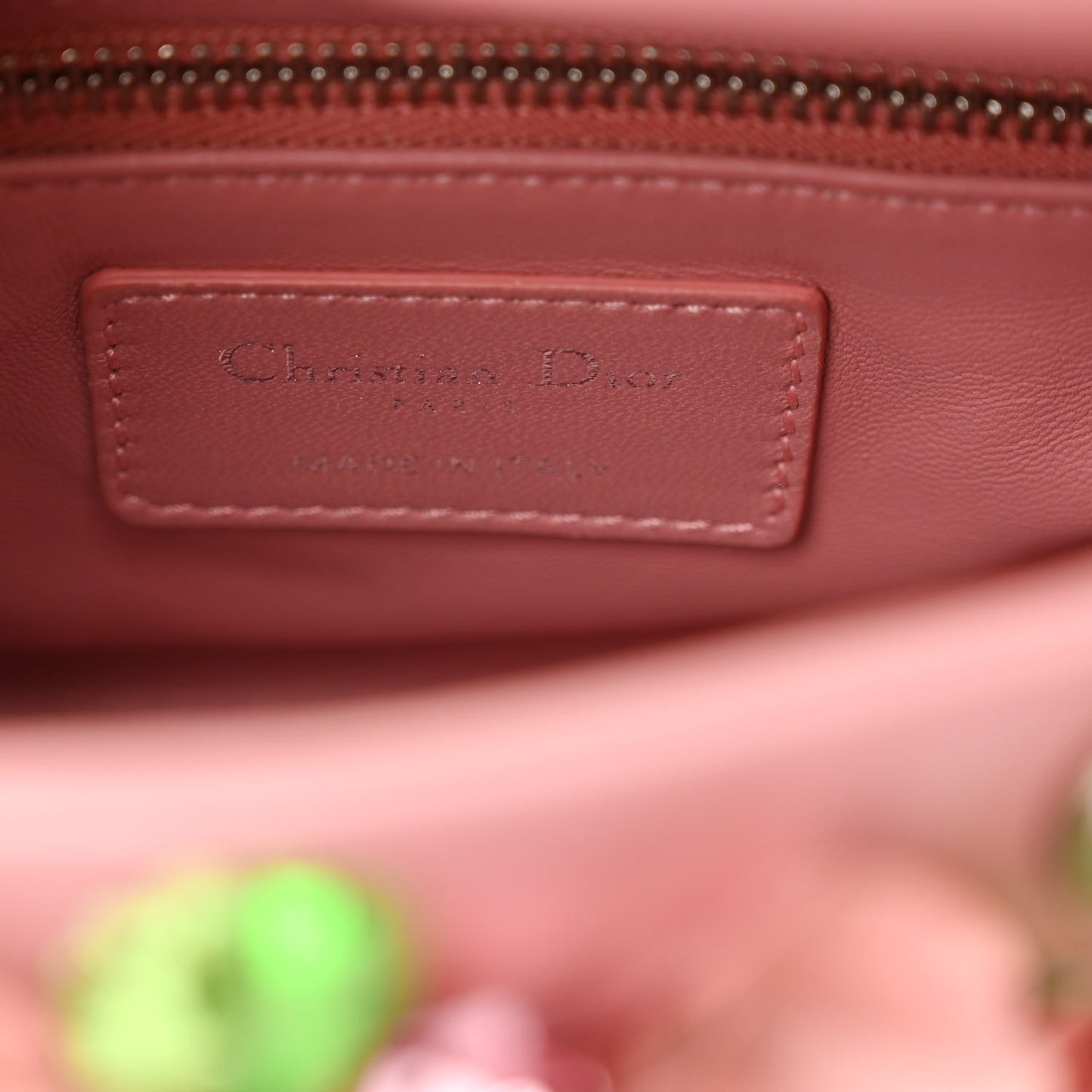 Calfskin Flower Charm Embellished Mini Lady Dior Pink