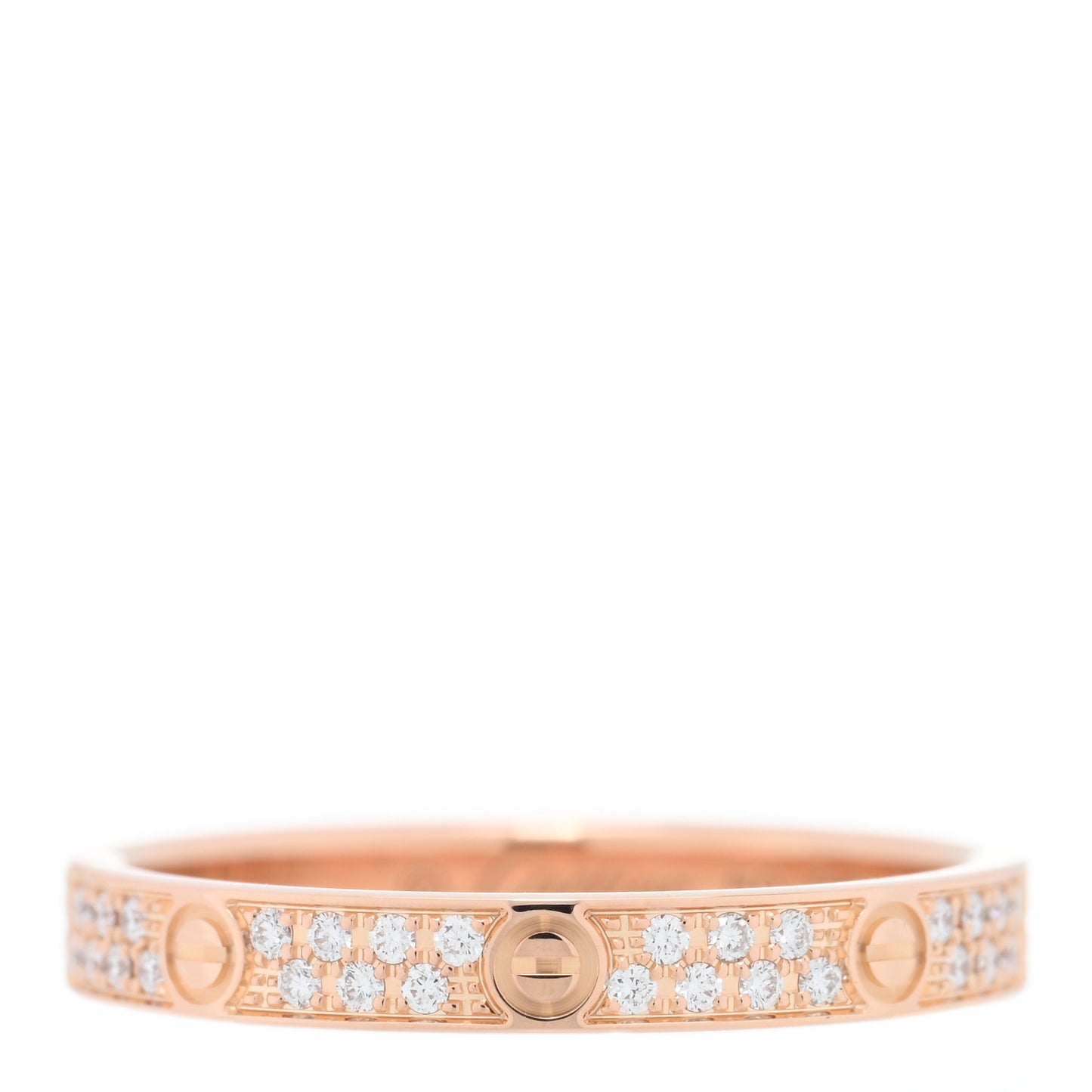 18K Pink Gold Diamond 2.6mm LOVE Paved Band Ring 50 5.25