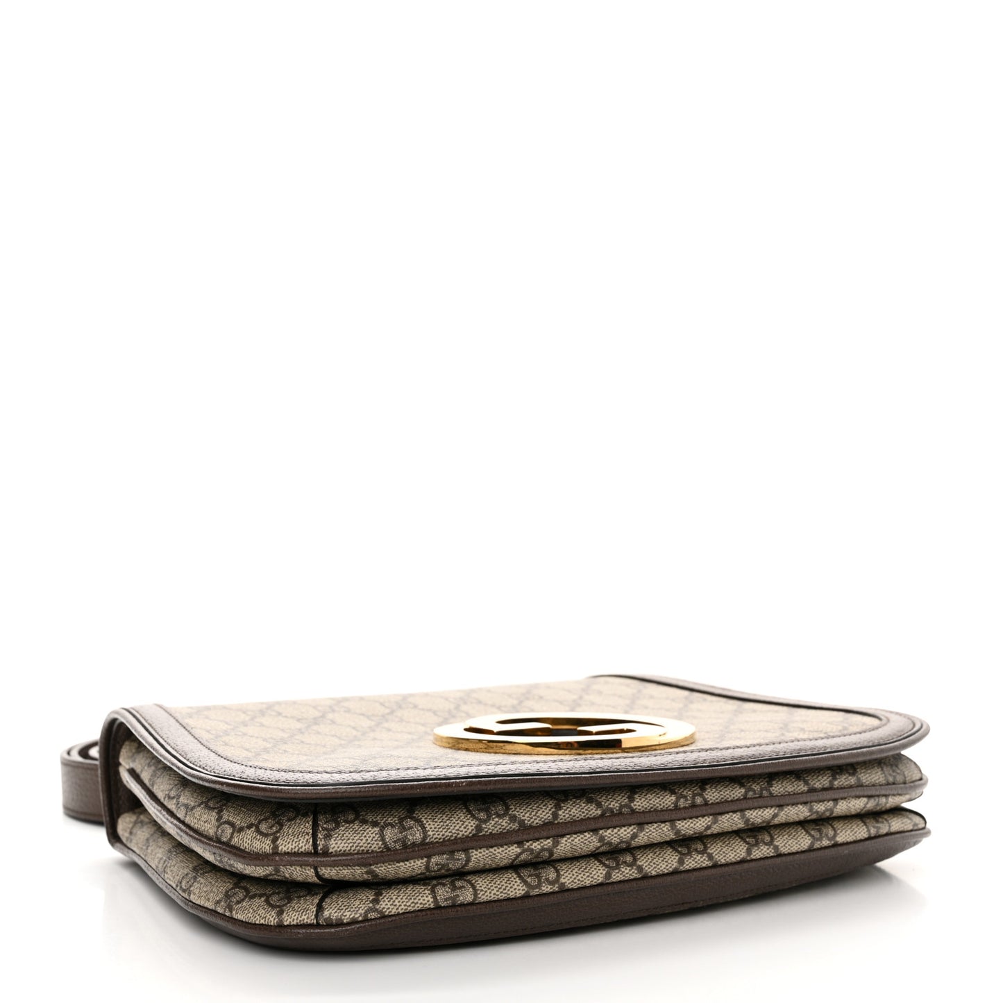 GG Supreme Monogram Textured Dollar Calfskin Web Medium Blondie Shoulder Flap Bag Beige Ebony New Acero