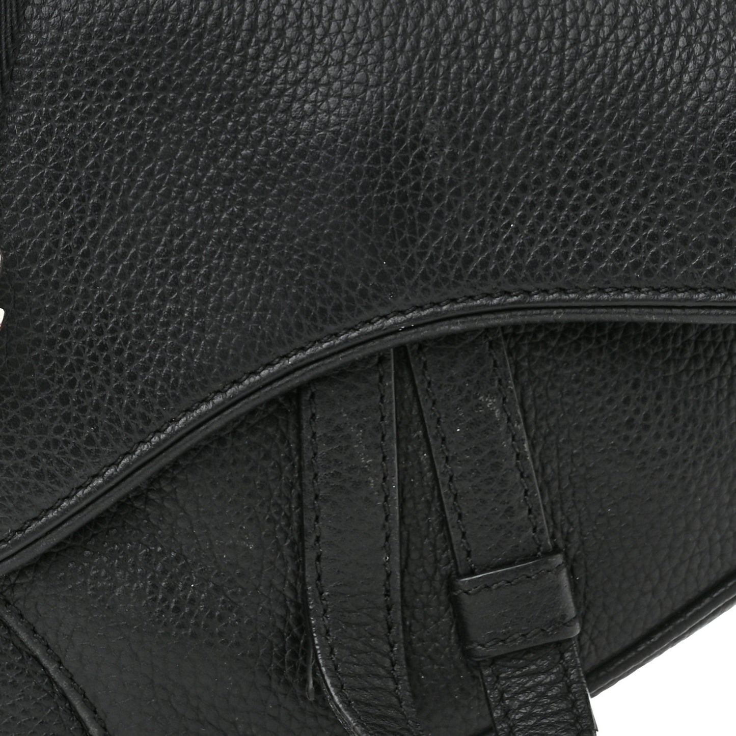 Grained Calfskin Mens Mini Saddle Bag Black