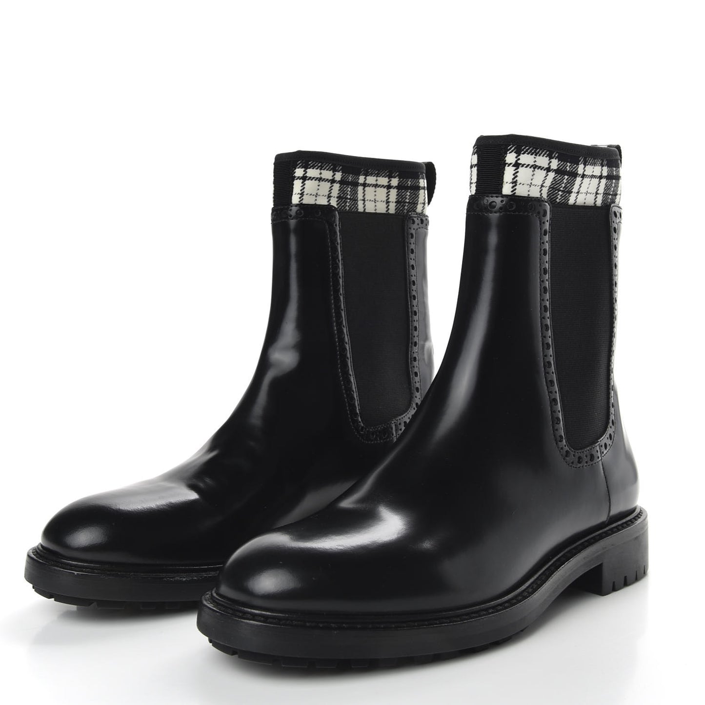 Calfskin Tartan D-Order Low Boot 36.5 Black Off White