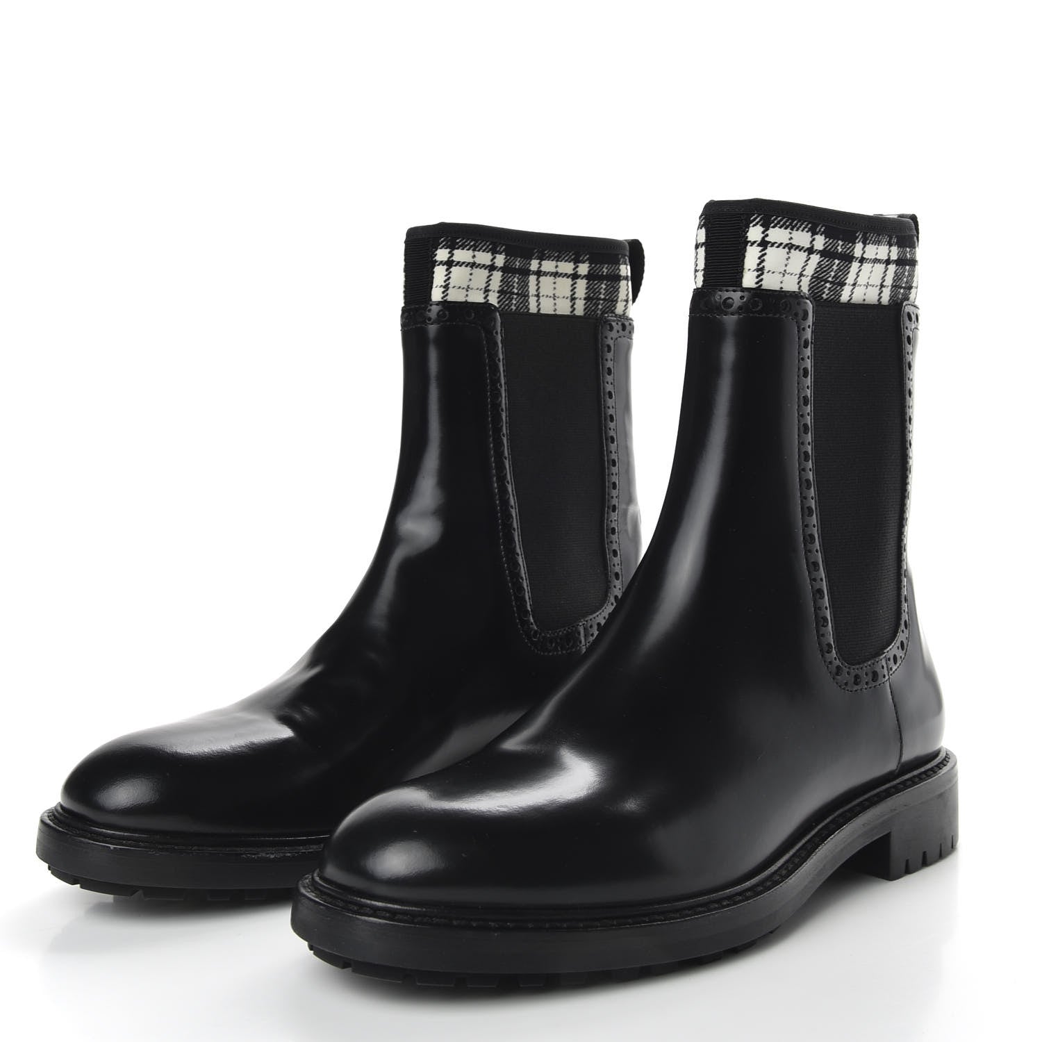 Christian Dior Calfskin Tartan D-Order Low Boot 36.5 Black Off White 3 of 8