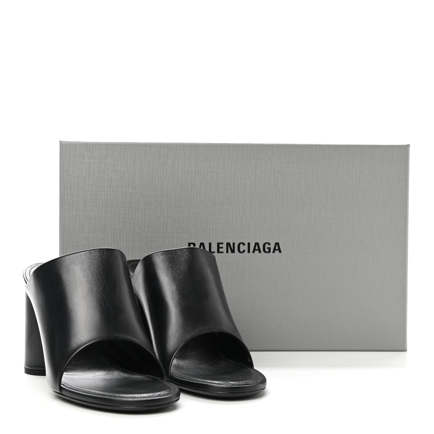 Balenciaga Shiny Sheepskin Oval 90mm Mule Pump 36 Black White 10 of 10