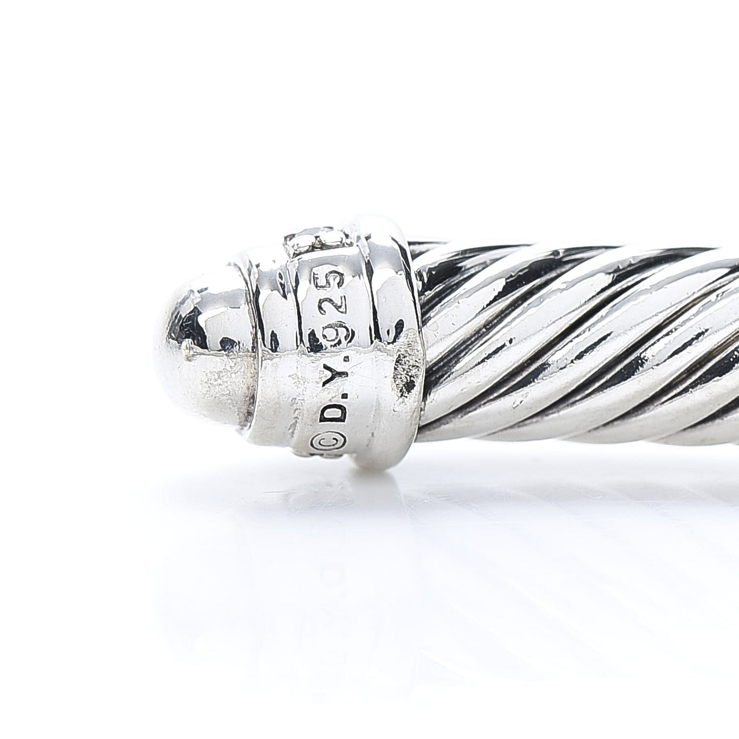 Sterling Silver Diamond 5mm Cable Classics Dome Bracelet